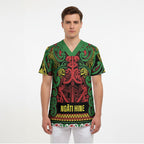 Aotearoa Iwi Ngati Hine Scrub Top Maori Wharenui House Tribal Pattern