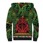 Aotearoa Iwi Ngati Hine Sherpa Hoodie Maori Wharenui House Tribal Pattern