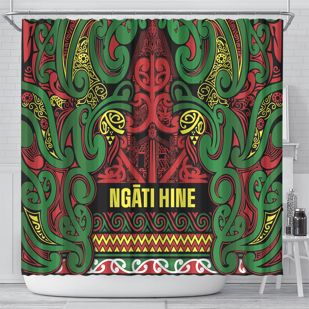 Aotearoa Iwi Ngati Hine Shower Curtain Maori Wharenui House Tribal Pattern