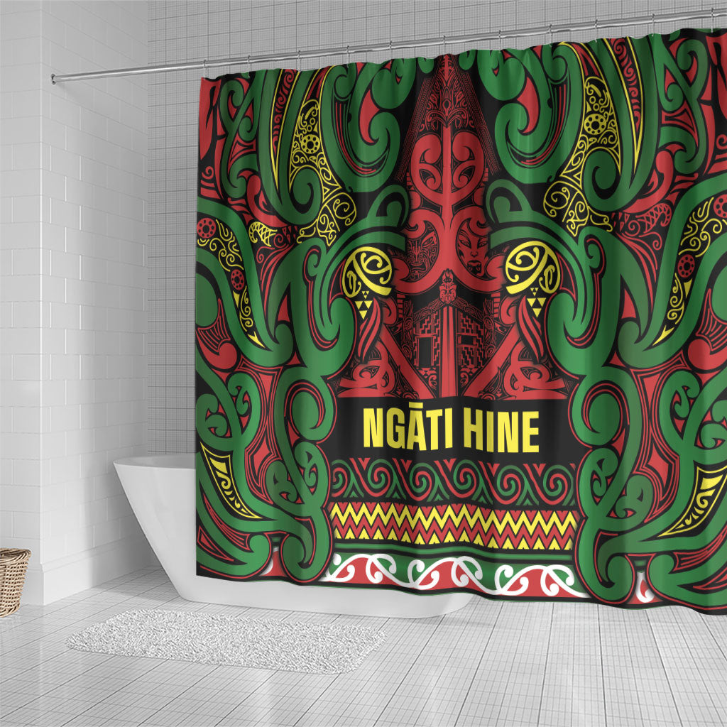 Aotearoa Iwi Ngati Hine Shower Curtain Maori Wharenui House Tribal Pattern
