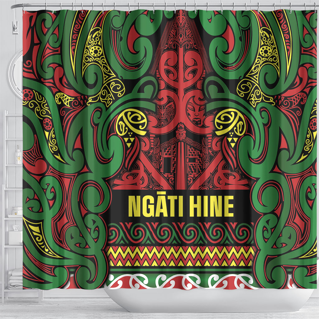 Aotearoa Iwi Ngati Hine Shower Curtain Maori Wharenui House Tribal Pattern
