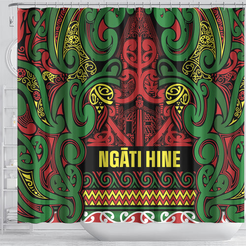 Aotearoa Iwi Ngati Hine Shower Curtain Maori Wharenui House Tribal Pattern