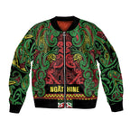 Aotearoa Iwi Ngati Hine Sleeve Zip Bomber Jacket Maori Wharenui House Tribal Pattern