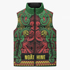 Aotearoa Iwi Ngati Hine Sleeveless Puffer Jacket Maori Wharenui House Tribal Pattern
