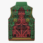 Aotearoa Iwi Ngati Hine Sleeveless Puffer Jacket Maori Wharenui House Tribal Pattern