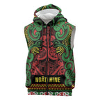 Aotearoa Iwi Ngati Hine Sleeveless Zip Hoodie Maori Wharenui House Tribal Pattern