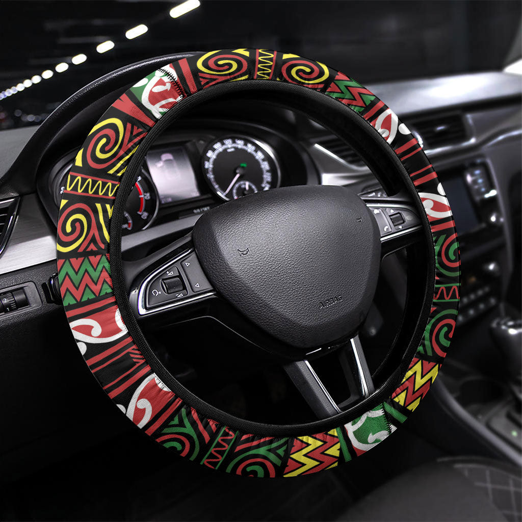 Aotearoa Iwi Ngati Hine Steering Wheel Cover Maori Wharenui House Tribal Pattern
