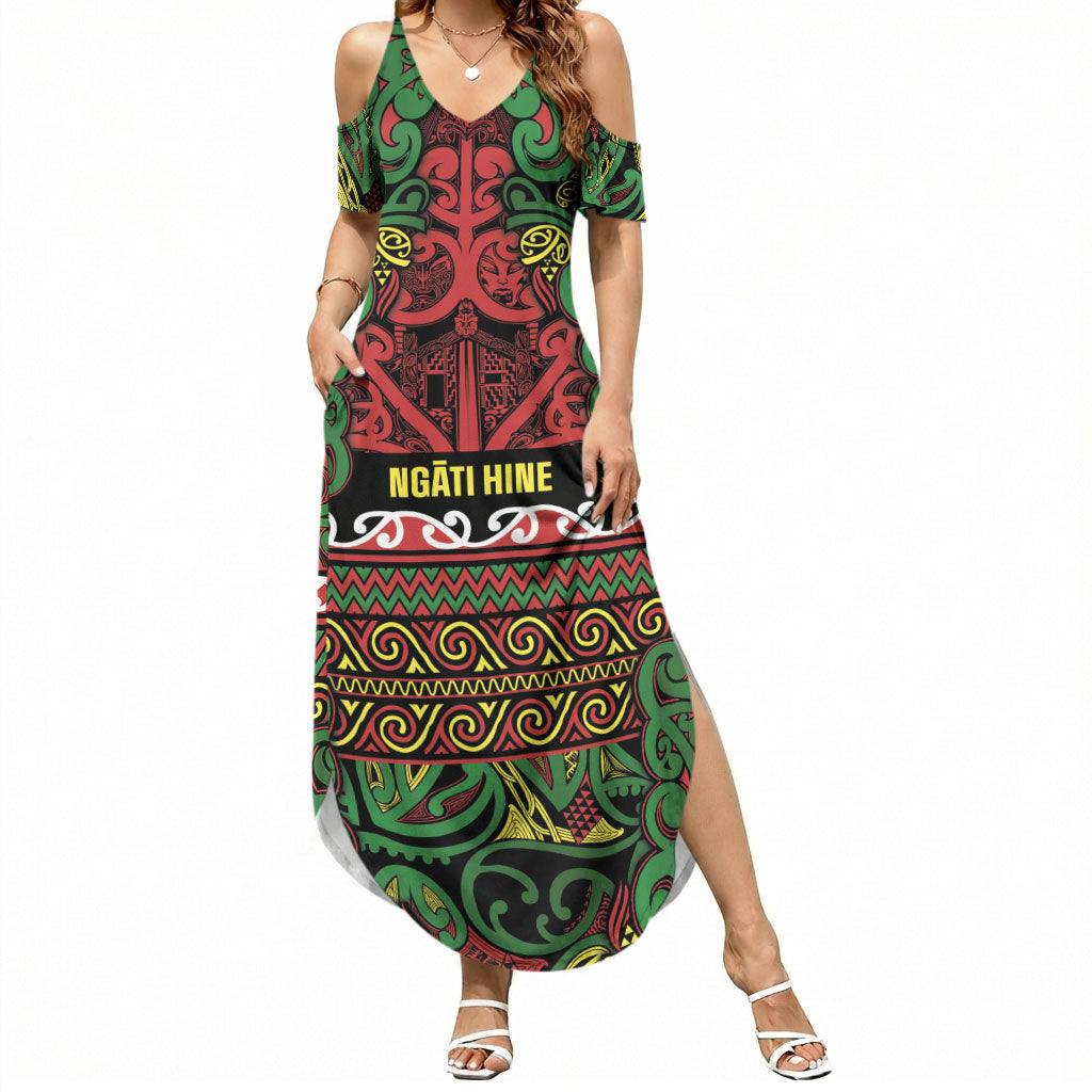 Aotearoa Iwi Ngati Hine Summer Maxi Dress Maori Wharenui House Tribal Pattern