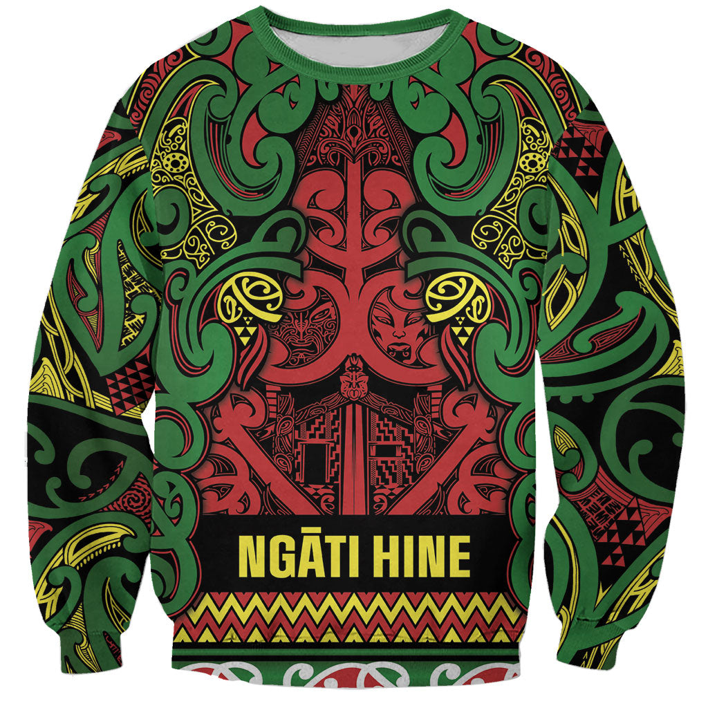 Aotearoa Iwi Ngati Hine Sweatshirt Maori Wharenui House Tribal Pattern