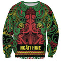 Aotearoa Iwi Ngati Hine Sweatshirt Maori Wharenui House Tribal Pattern