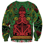 Aotearoa Iwi Ngati Hine Sweatshirt Maori Wharenui House Tribal Pattern