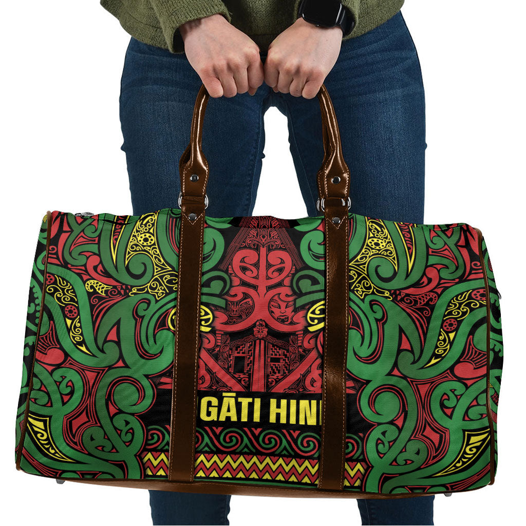 Aotearoa Iwi Ngati Hine Travel Bag Maori Wharenui House Tribal Pattern