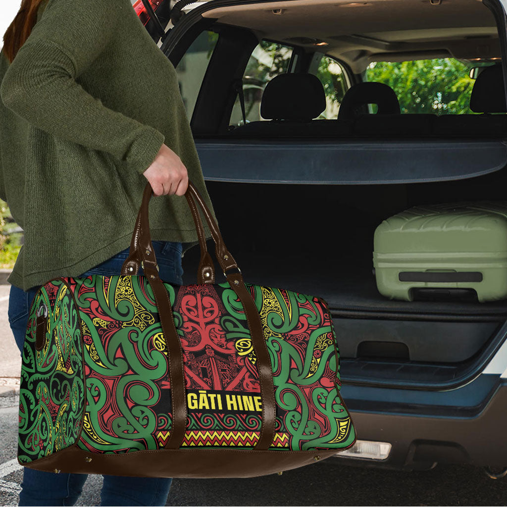 Aotearoa Iwi Ngati Hine Travel Bag Maori Wharenui House Tribal Pattern
