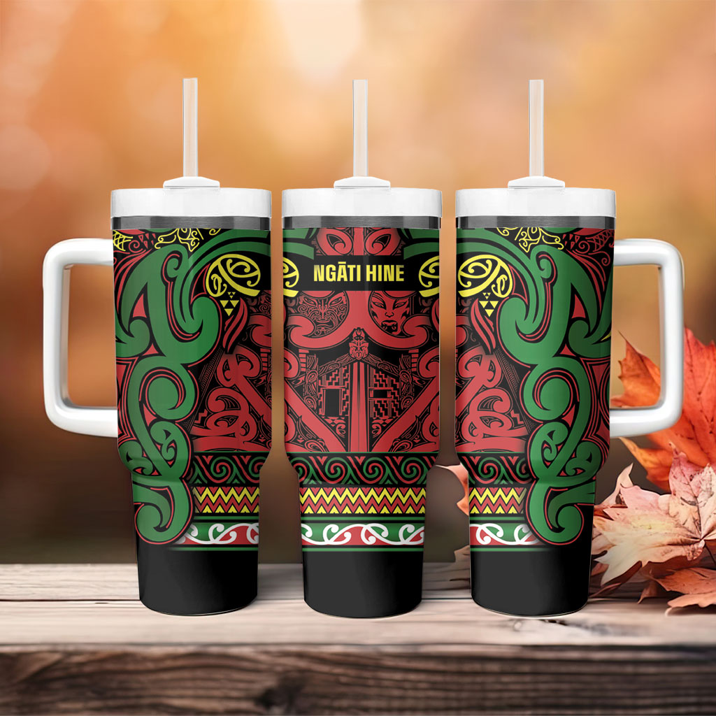 Aotearoa Iwi Ngati Hine Tumbler With Handle Maori Wharenui House Tribal Pattern
