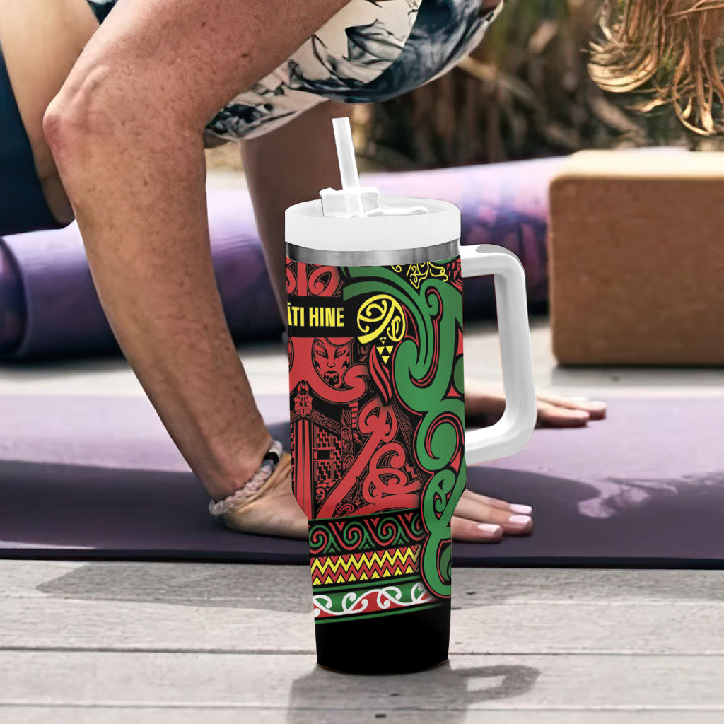 Aotearoa Iwi Ngati Hine Tumbler With Handle Maori Wharenui House Tribal Pattern