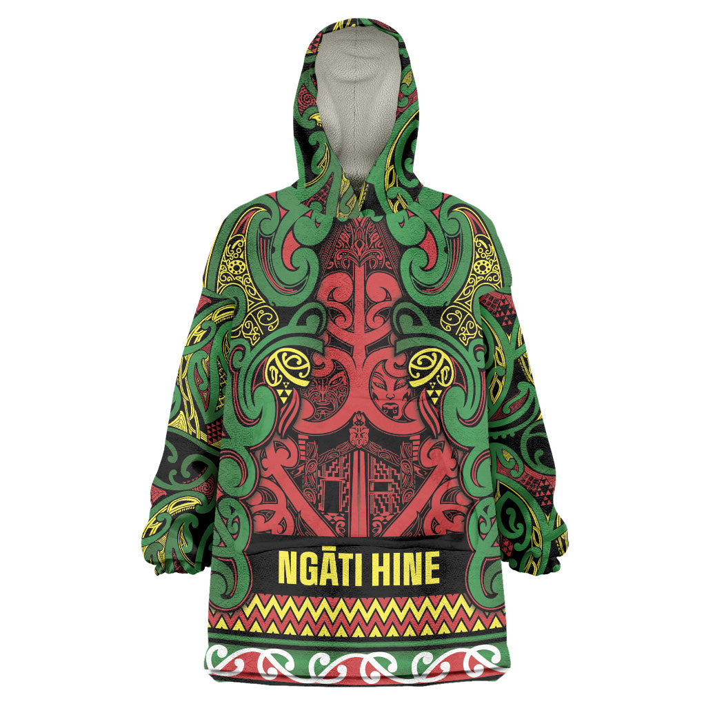 Aotearoa Iwi Ngati Hine Wearable Blanket Hoodie Maori Wharenui House Tribal Pattern