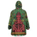 Aotearoa Iwi Ngati Hine Wearable Blanket Hoodie Maori Wharenui House Tribal Pattern