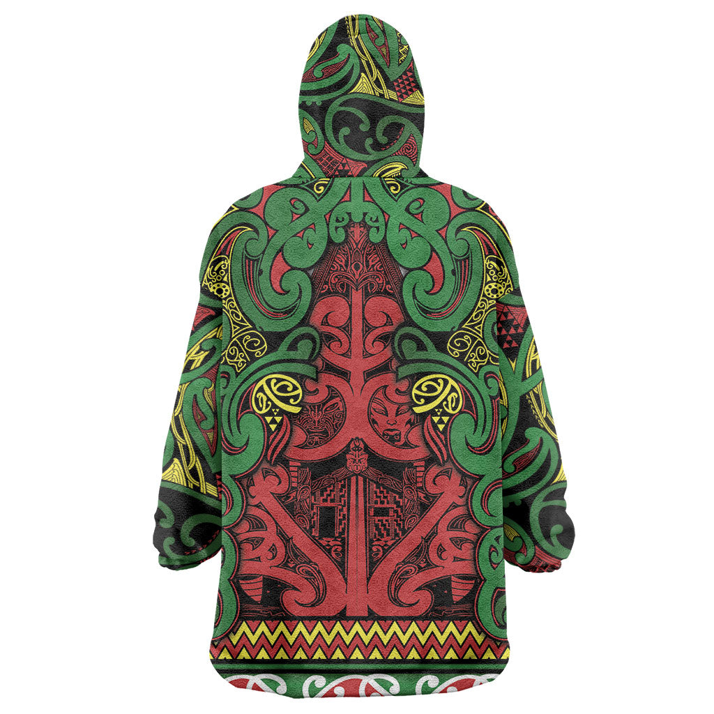 Aotearoa Iwi Ngati Hine Wearable Blanket Hoodie Maori Wharenui House Tribal Pattern