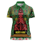 Aotearoa Iwi Ngati Hine Women Polo Shirt Maori Wharenui House Tribal Pattern