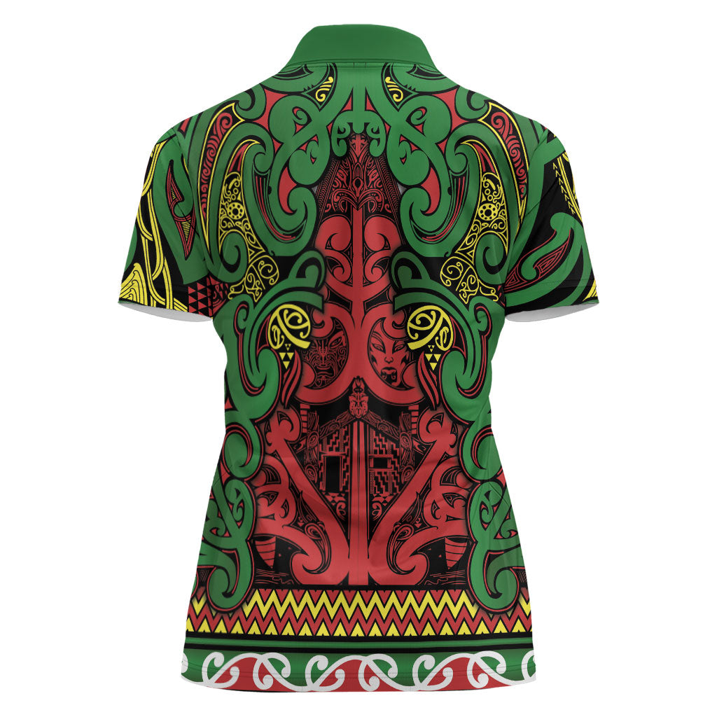 Aotearoa Iwi Ngati Hine Women Polo Shirt Maori Wharenui House Tribal Pattern
