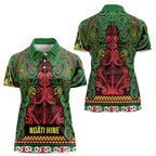 Aotearoa Iwi Ngati Hine Women Polo Shirt Maori Wharenui House Tribal Pattern