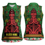 Aotearoa Iwi Ngati Hine Women Sleeveless Polo Shirt Maori Wharenui House Tribal Pattern