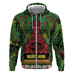 Aotearoa Iwi Ngati Hine Zip Hoodie Maori Wharenui House Tribal Pattern