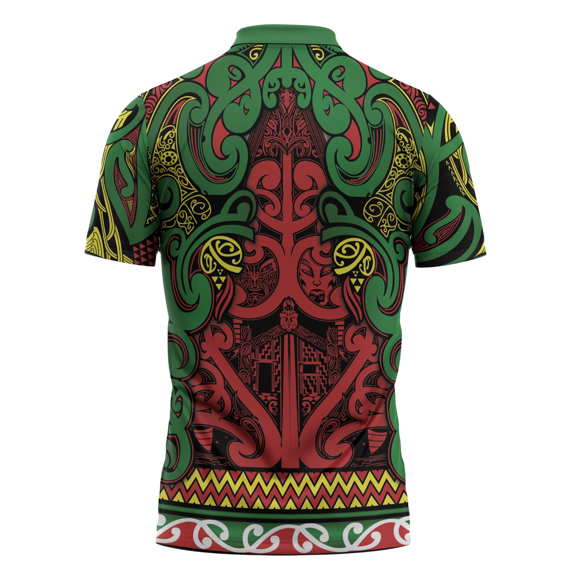 Aotearoa Iwi Ngati Hine Zipper Polo Shirt Maori Wharenui House Tribal Pattern