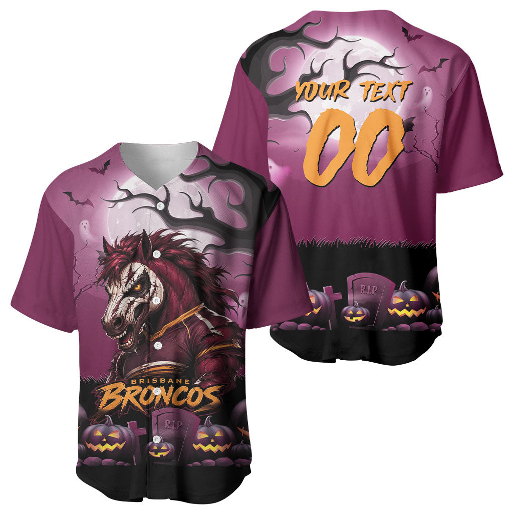Custom Halloween Brisbane Broncos Baseball Jersey Spooky Australia Mascot Rugby