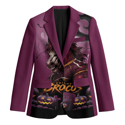 Custom Halloween Brisbane Broncos Blazer Spooky Australia Mascot Rugby