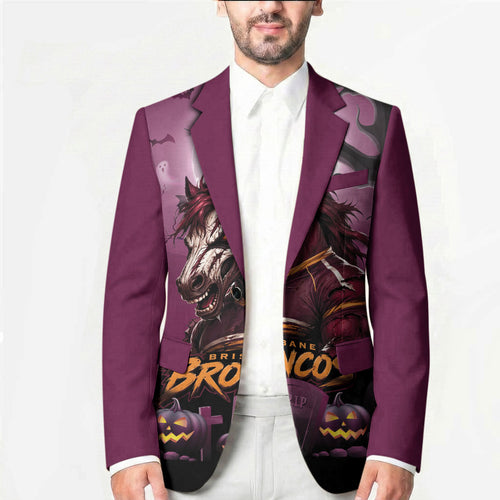 Custom Halloween Brisbane Broncos Blazer Spooky Australia Mascot Rugby