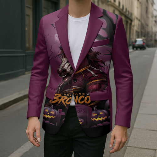 Custom Halloween Brisbane Broncos Blazer Spooky Australia Mascot Rugby