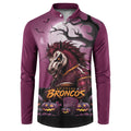 Custom Halloween Brisbane Broncos Button Sweatshirt Spooky Australia Mascot Rugby