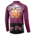 Custom Halloween Brisbane Broncos Button Sweatshirt Spooky Australia Mascot Rugby