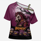 Custom Halloween Brisbane Broncos Cross Shoulder Shirt Spooky Australia Mascot Rugby