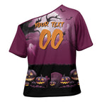 Custom Halloween Brisbane Broncos Cross Shoulder Shirt Spooky Australia Mascot Rugby