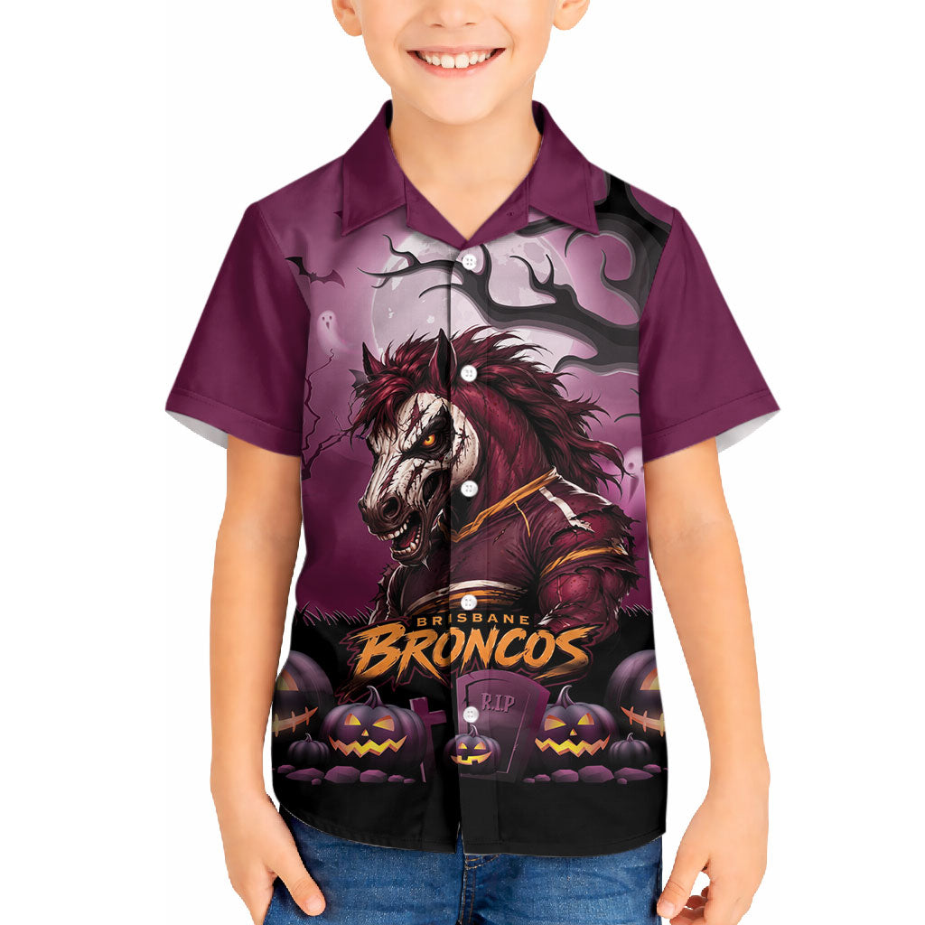 Custom Halloween Brisbane Broncos Hawaiian Shirt Spooky Australia Mascot Rugby