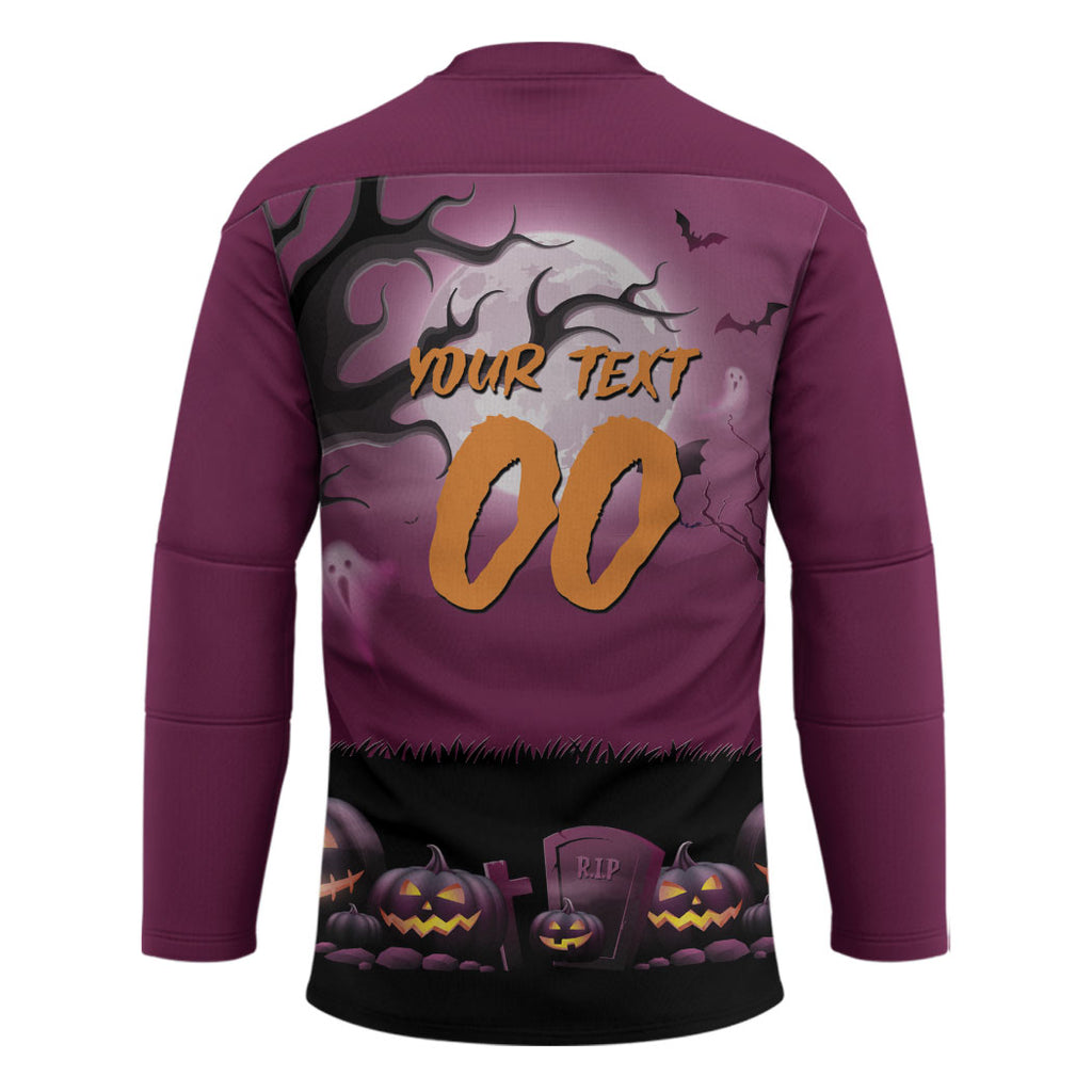 Custom Halloween Brisbane Broncos Hockey Jersey Spooky Australia Mascot Rugby