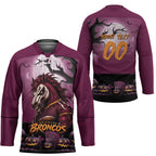 Custom Halloween Brisbane Broncos Hockey Jersey Spooky Australia Mascot Rugby
