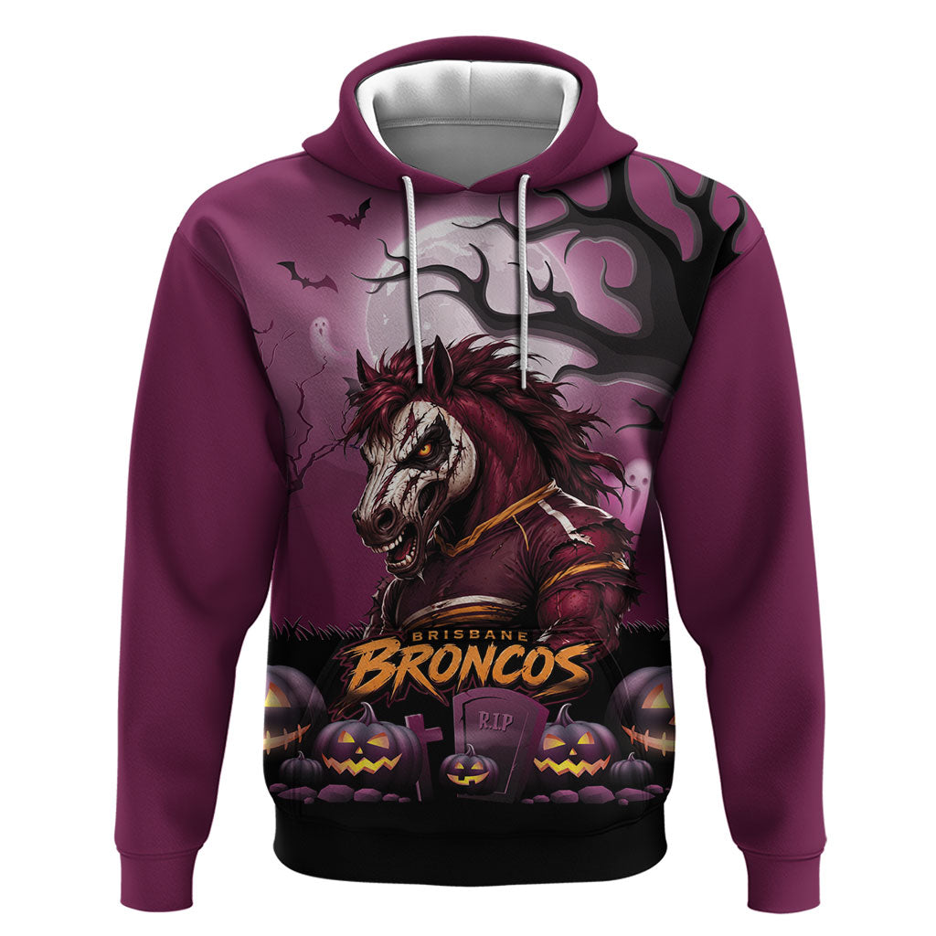 Custom Halloween Brisbane Broncos Hoodie Spooky Australia Mascot Rugby