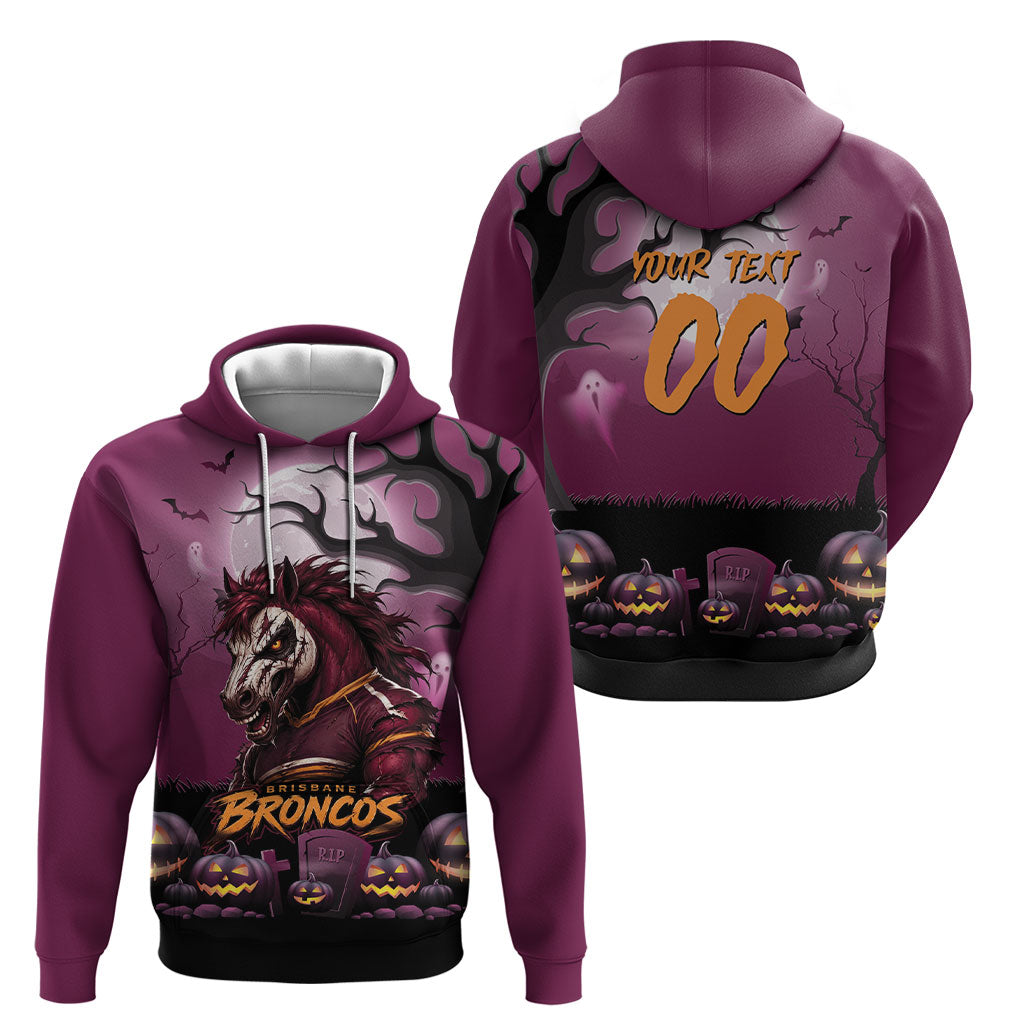 Custom Halloween Brisbane Broncos Hoodie Spooky Australia Mascot Rugby