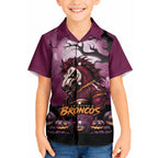 Custom Halloween Brisbane Broncos Kid Hawaiian Shirt Spooky Australia Mascot Rugby