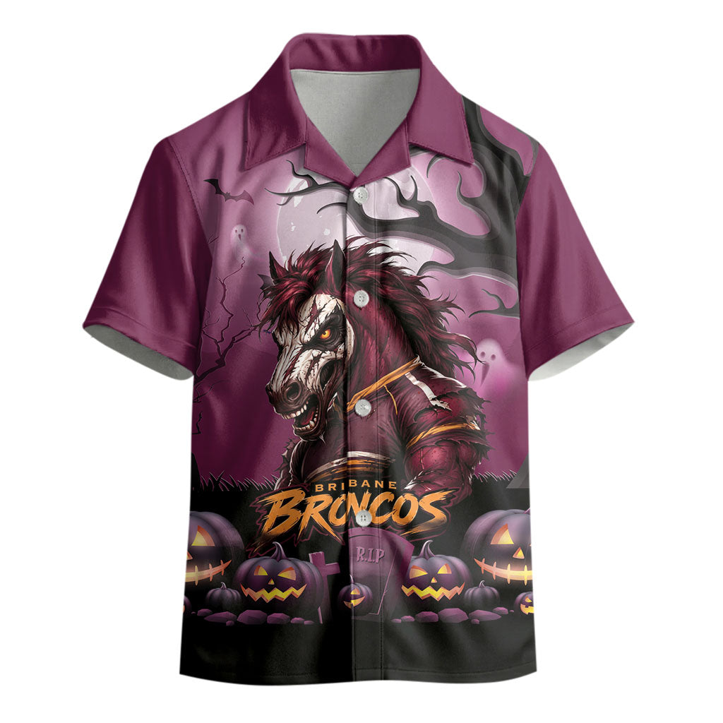 Custom Halloween Brisbane Broncos Kid Hawaiian Shirt Spooky Australia Mascot Rugby