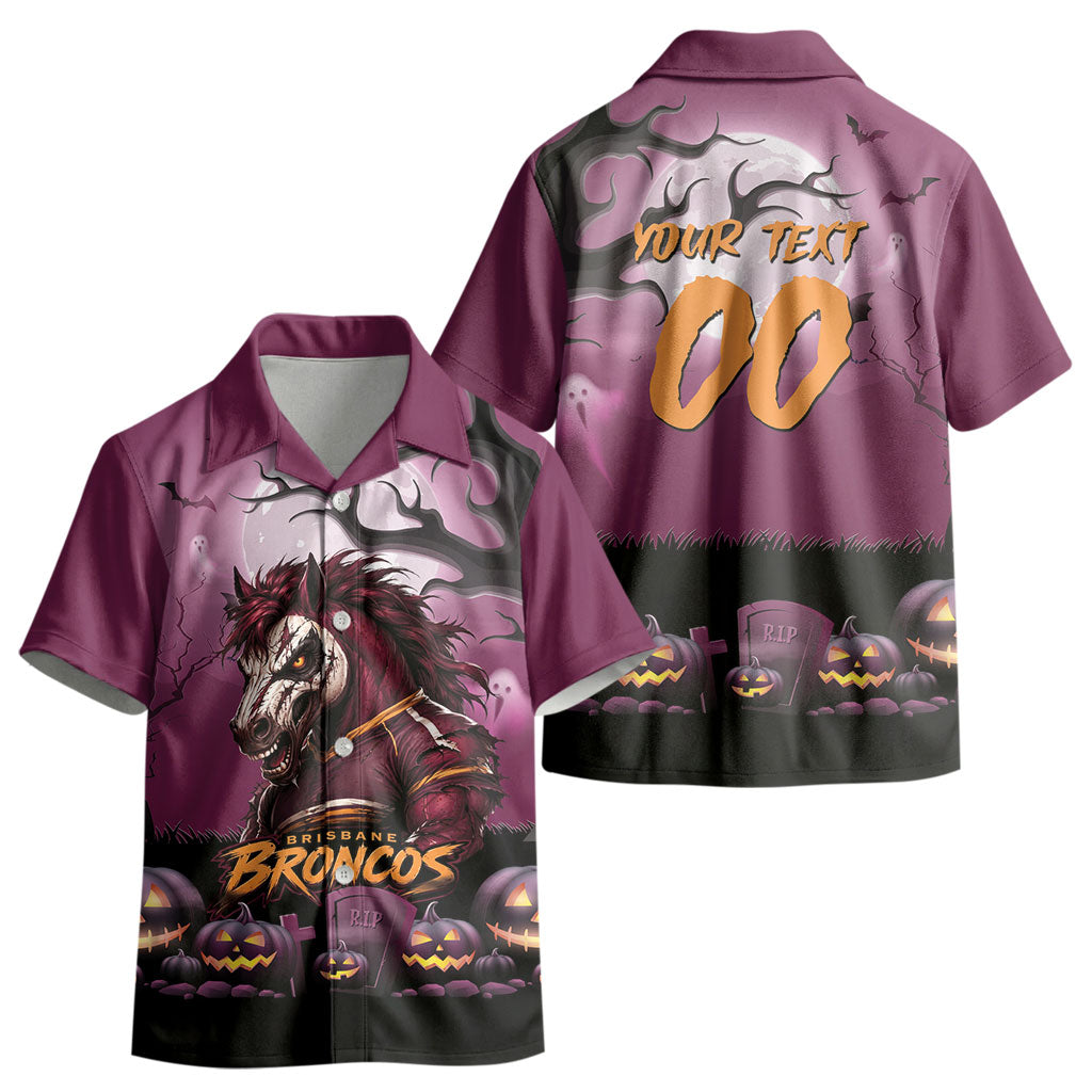 Custom Halloween Brisbane Broncos Kid Hawaiian Shirt Spooky Australia Mascot Rugby
