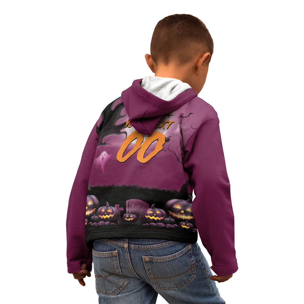 Custom Halloween Brisbane Broncos Kid Hoodie Spooky Australia Mascot Rugby