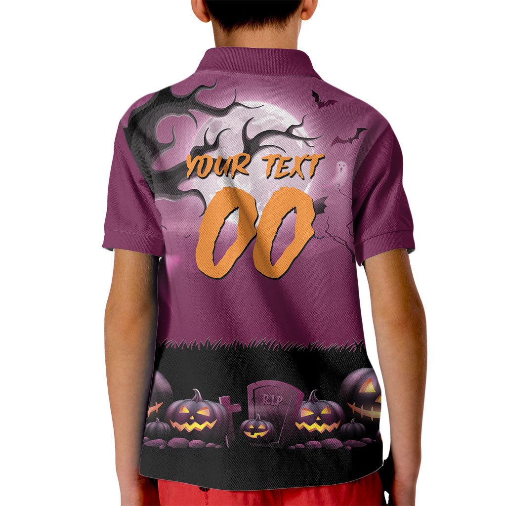 Custom Halloween Brisbane Broncos Kid Polo Shirt Spooky Australia Mascot Rugby