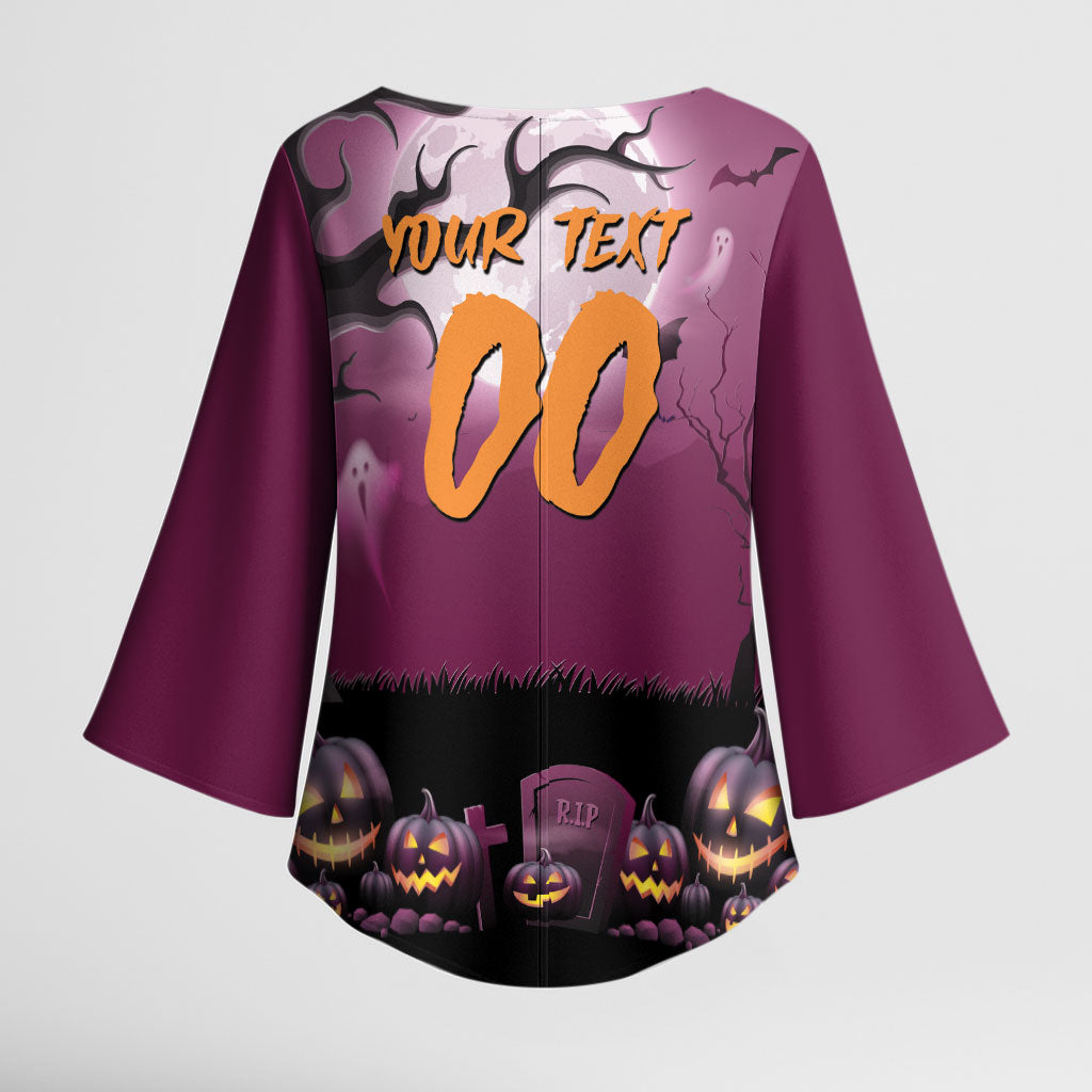 Custom Halloween Brisbane Broncos Kimono Sleeve Blouse Spooky Australia Mascot Rugby