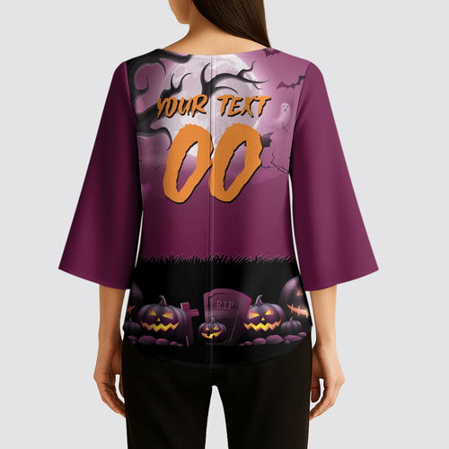 Custom Halloween Brisbane Broncos Kimono Sleeve Blouse Spooky Australia Mascot Rugby