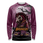 Custom Halloween Brisbane Broncos Long Sleeve Shirt Spooky Australia Mascot Rugby