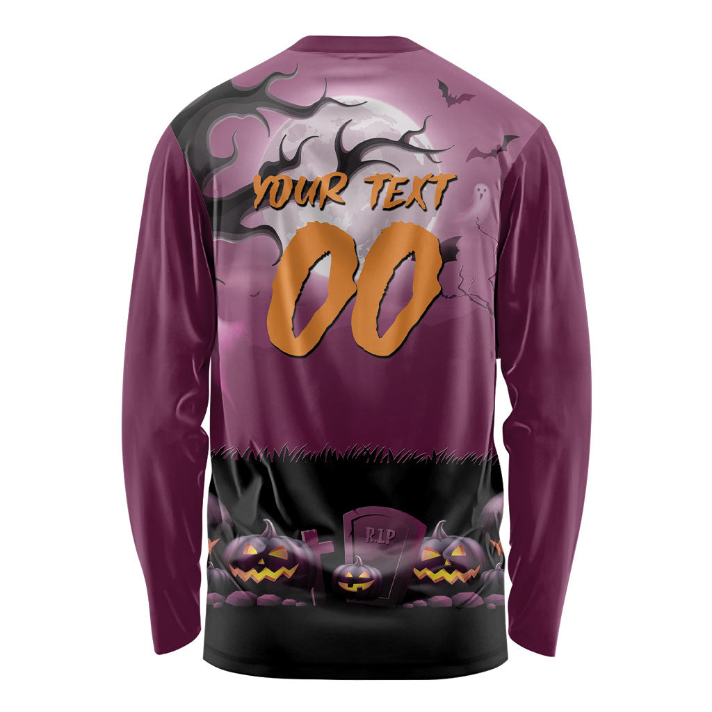 Custom Halloween Brisbane Broncos Long Sleeve Shirt Spooky Australia Mascot Rugby